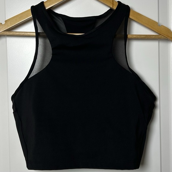 Athleta Tops - Athleta Black High Neck Mesh Paneling Crop‎ Tank Activewear Athleisure Style